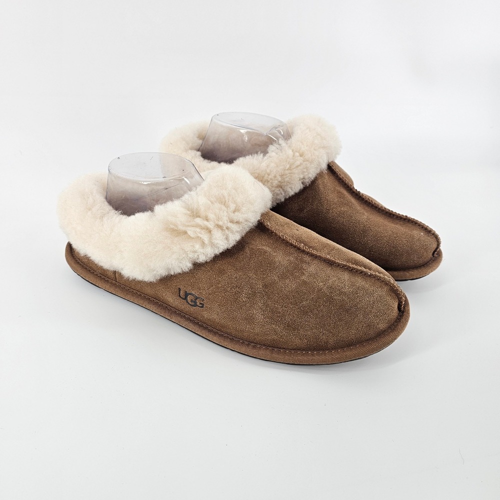 UGG Scuffette II Slippers Women 11 Chestnut Brown Suede Shearling Cozy Lounge